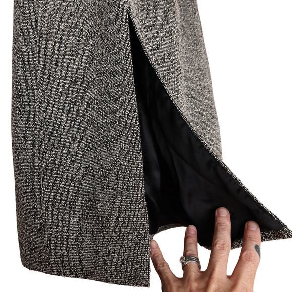 Guess Black and White Textured Trench Coat - Size 0 - Picture 9 of 13